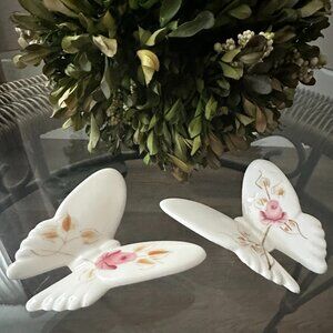Porcelain Hand Painted Decorative Butterfily Pair Lasting Products Inc